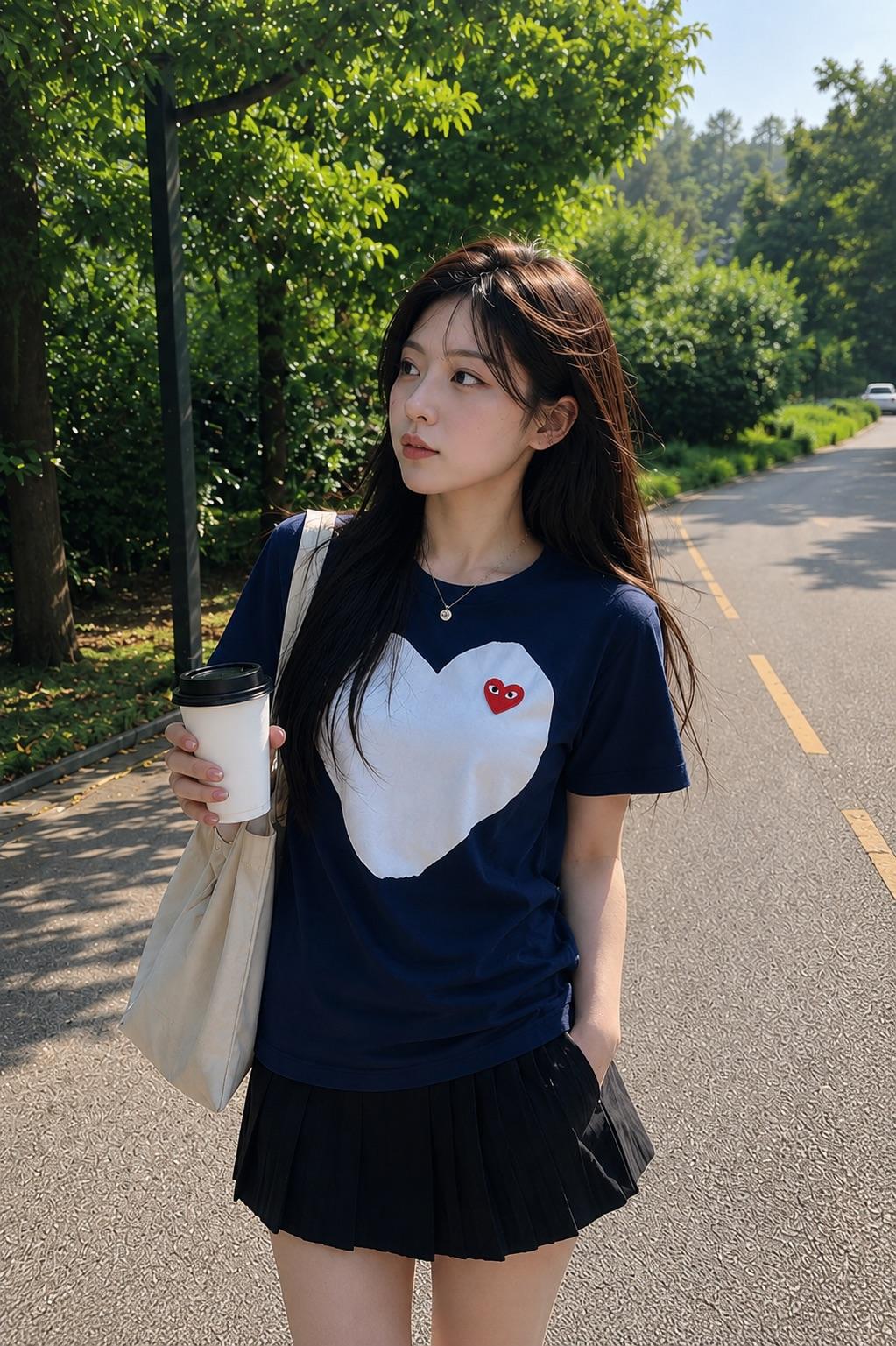 COMME des GARÇONS PLAY 川久保玲🇯🇵 深藍大白愛心短T