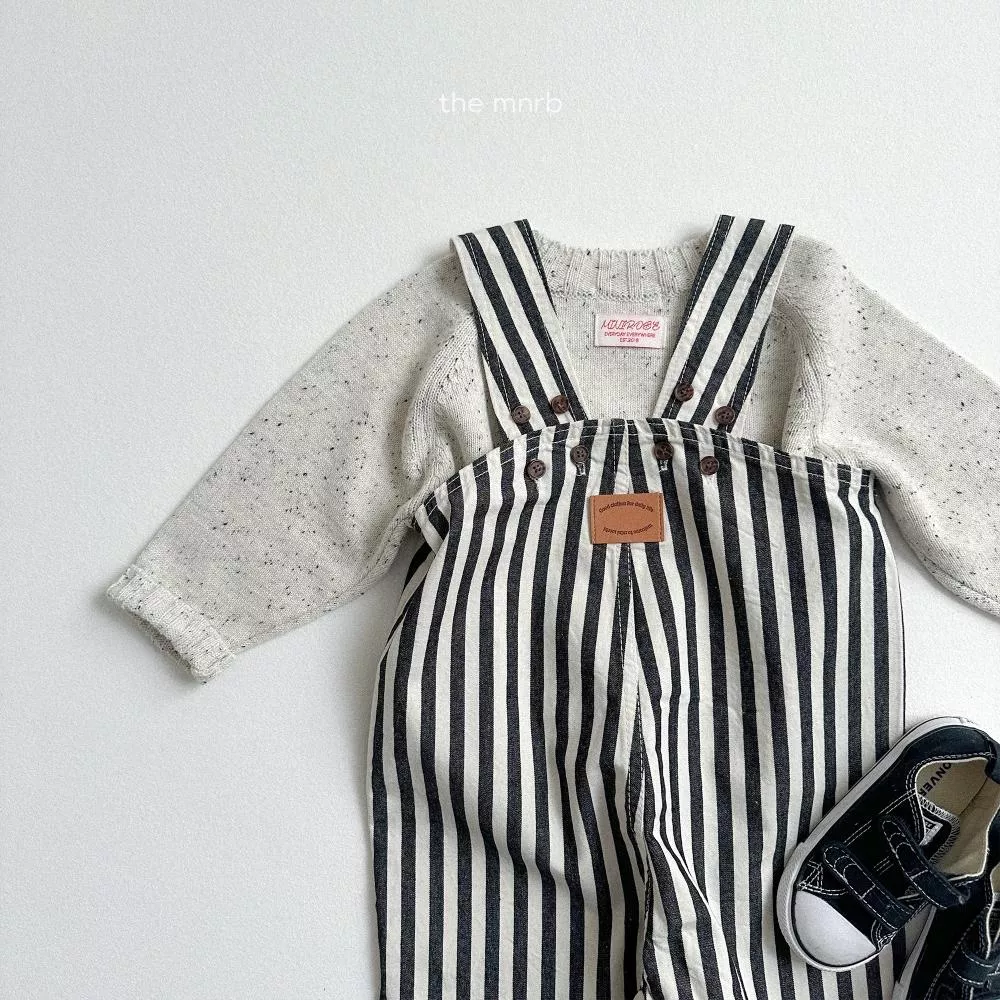 直線條紋寬口吊帶褲 MINIROBE-8/27收單