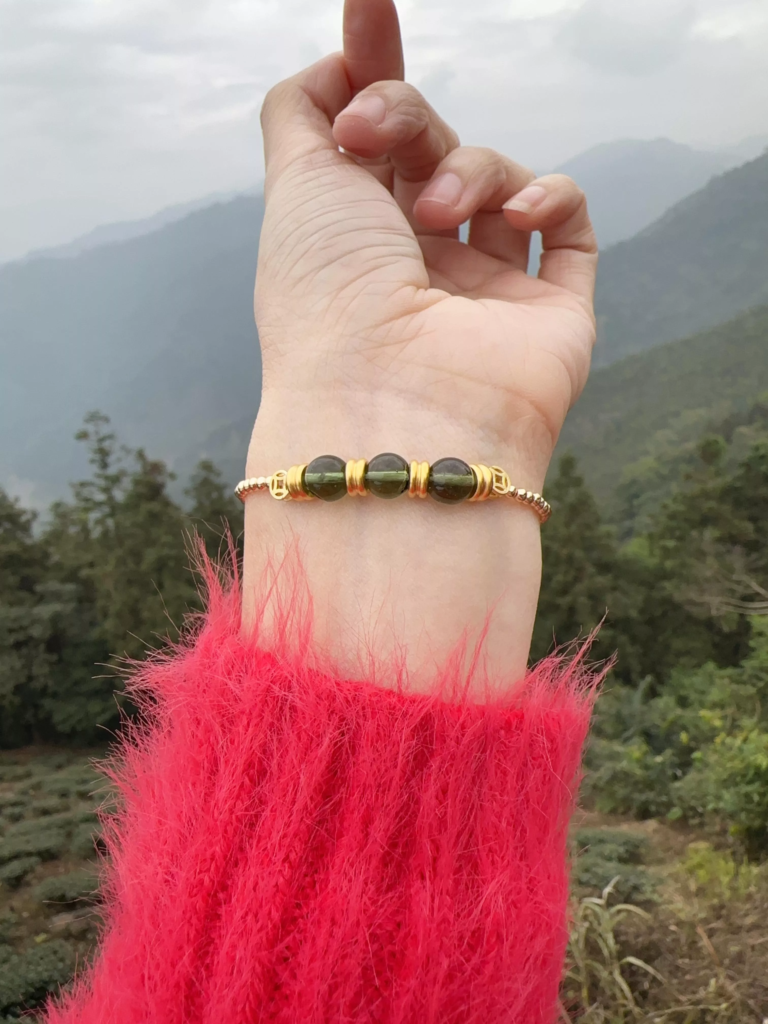 [Type-DS06] [捷克隕石 產地直銷] 7mmm圓珠3顆設計款 招財 避邪 好運到 100%保證真品