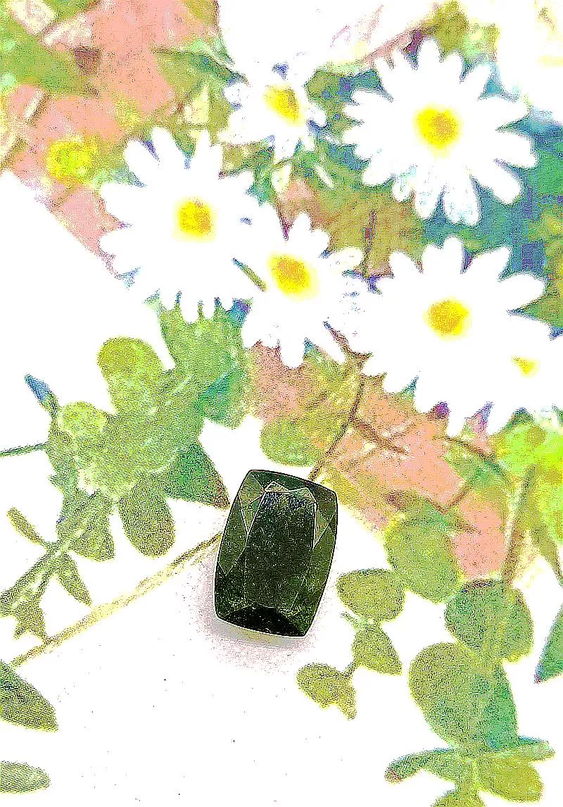 [S034]  [捷克產地直銷 保證真品] 捷克隕石鑽切-長方14x10MM 5.7 ct 招財、避邪、好運到