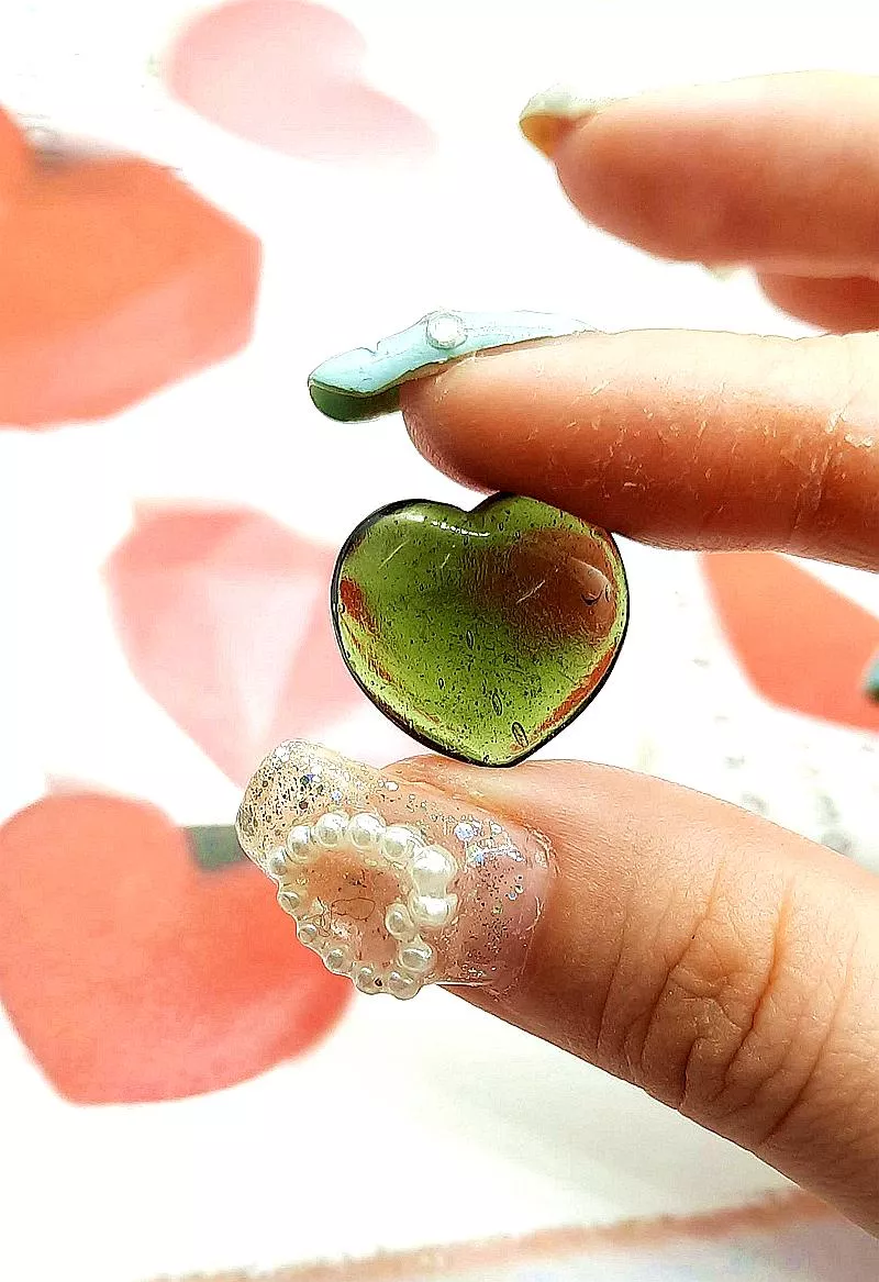 [S041]  [捷克產地直銷 保證真品] 捷克隕石鑽切-愛心16MM 10.1 ct 招財、避邪、好運到