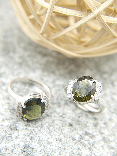 [J039]  [捷克隕石 產地直銷 保證真品] 橢圓鑲鑽10×12mm 捷克隕石戒指