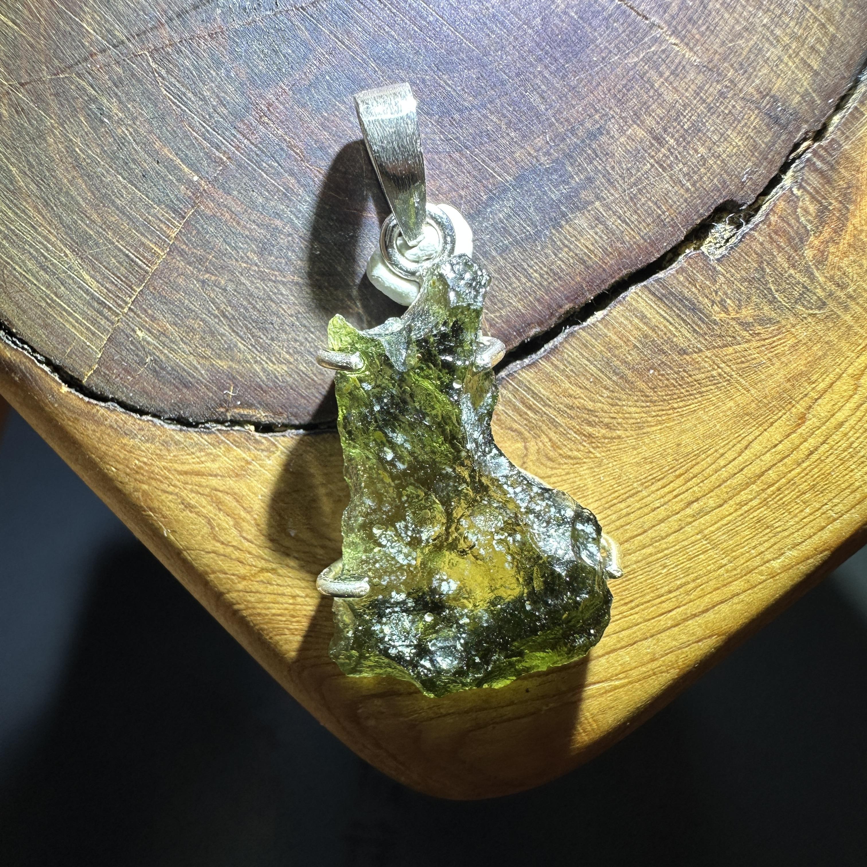 [I346] [捷克隕石 產地直銷] 捷克隕石原礦爪鑲墜 招財 避邪 好運到 100%保證真品