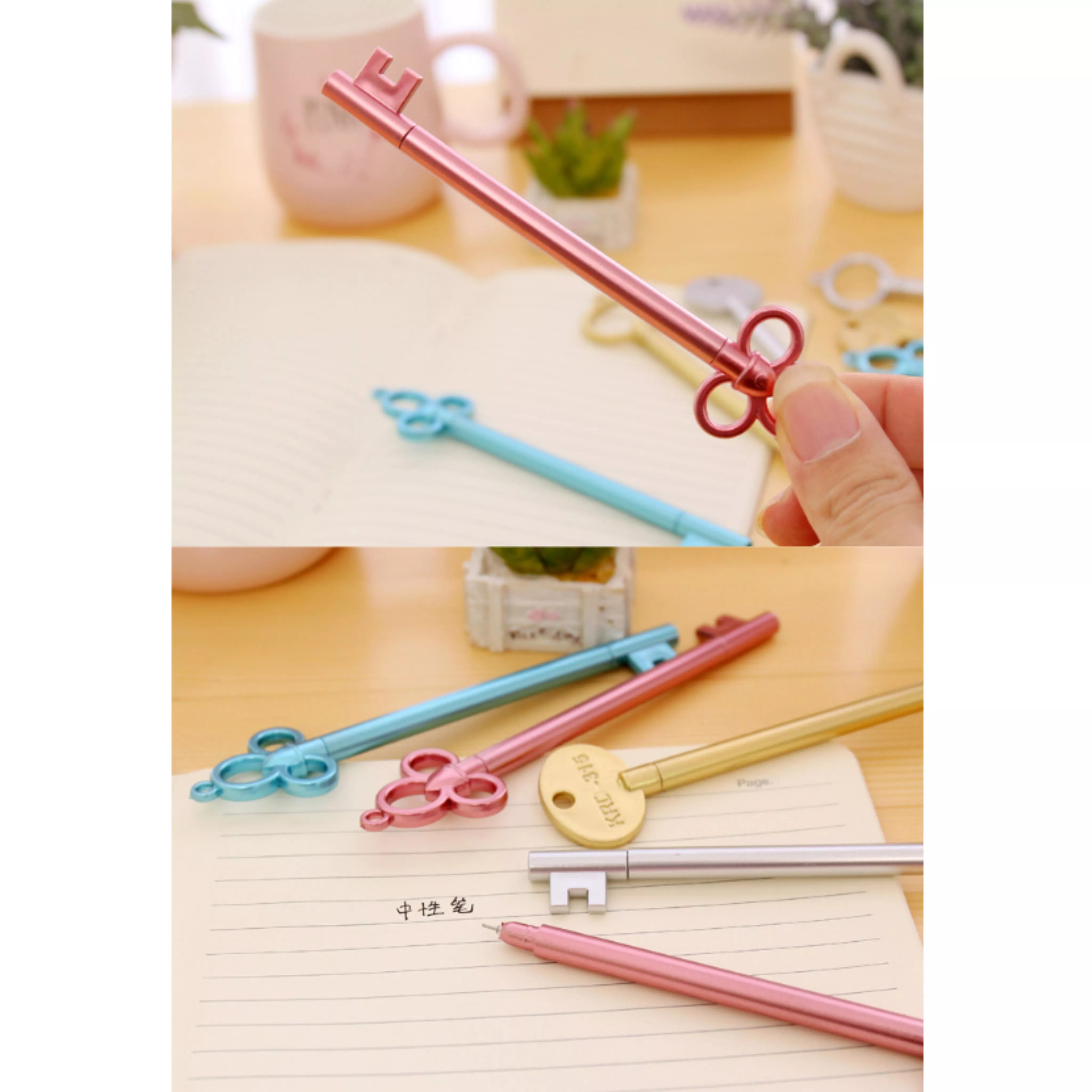 復古金屬質感鑰匙造型原子筆 12入隨機出貨