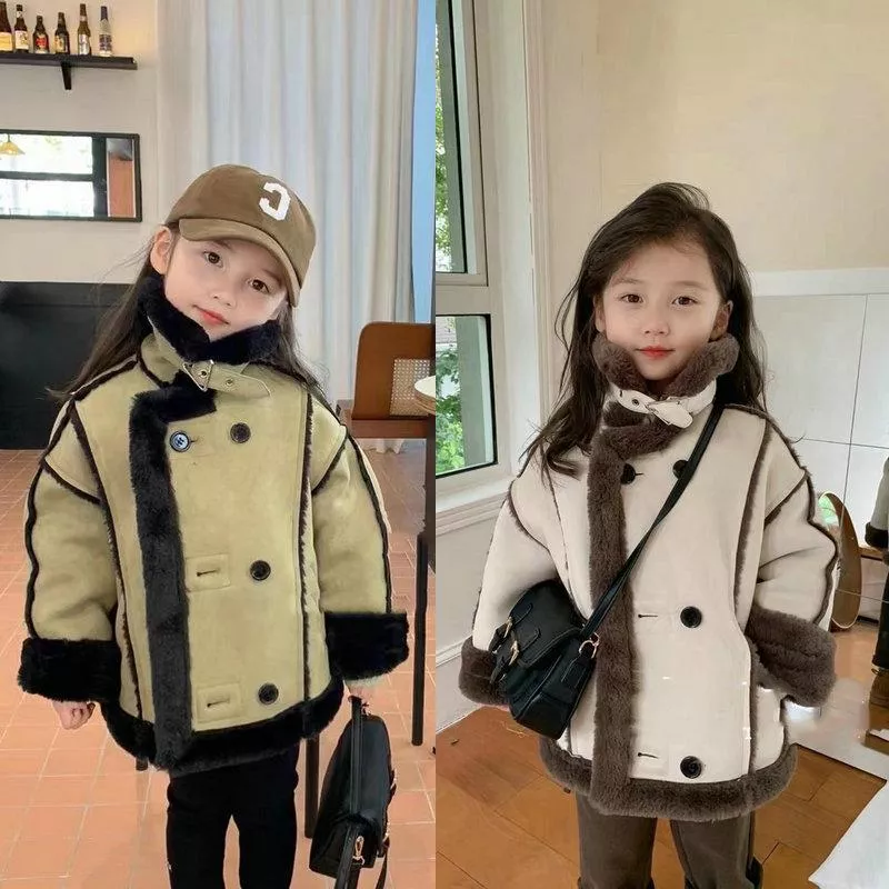 女童鹿皮絨加厚外套