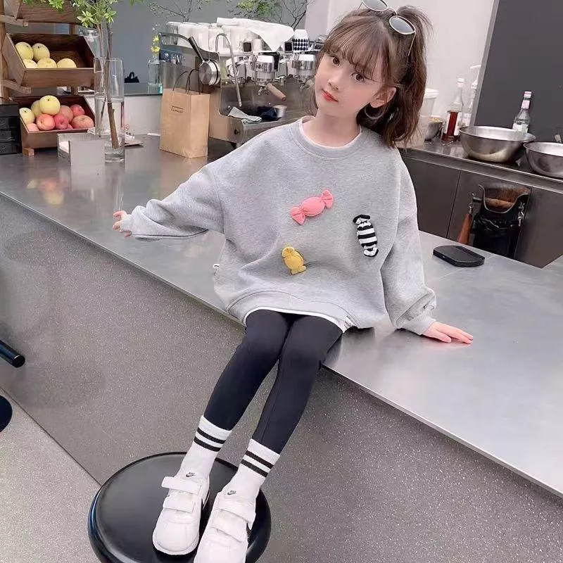 女童寬版長袖糖果休閒衛衣