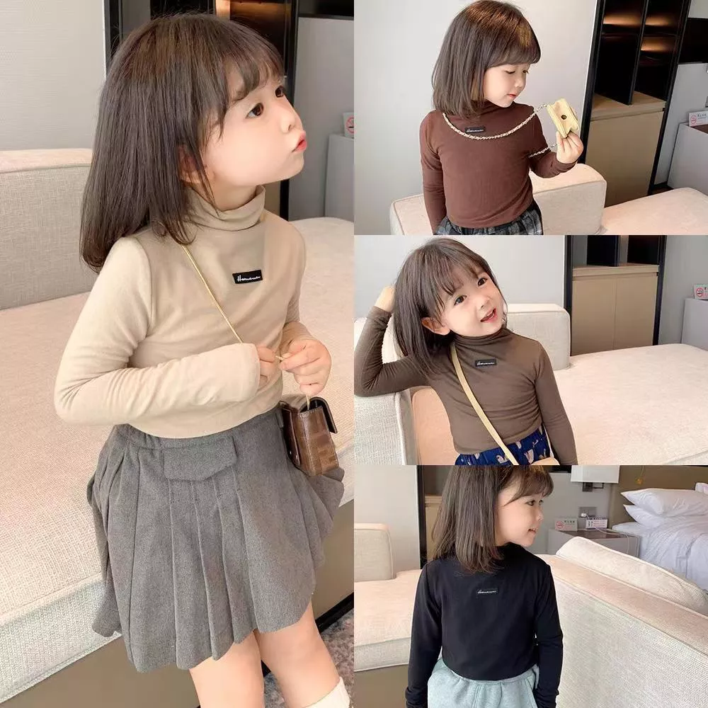 女童純色高領打底衫