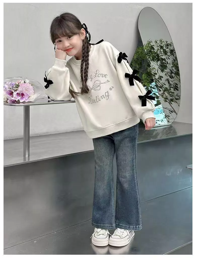 女童蝴蝶結寬鬆長袖衛衣春秋裝
