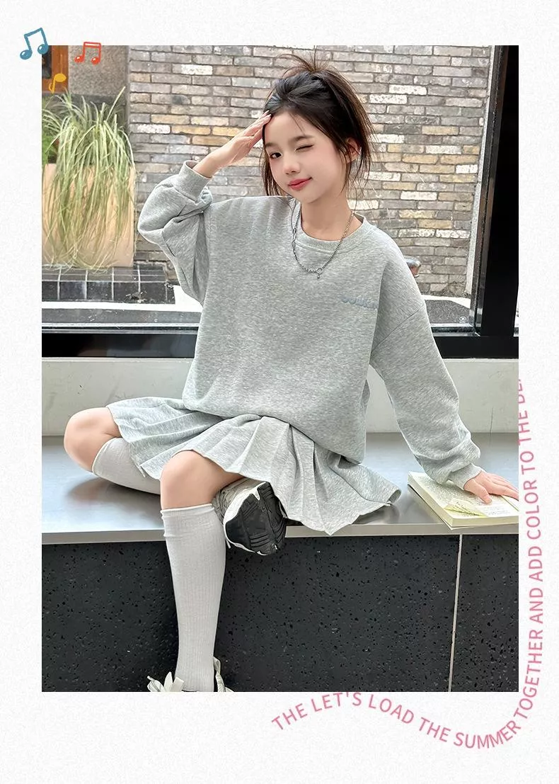 女童甜美蝴蝶結上衣百褶裙套裝