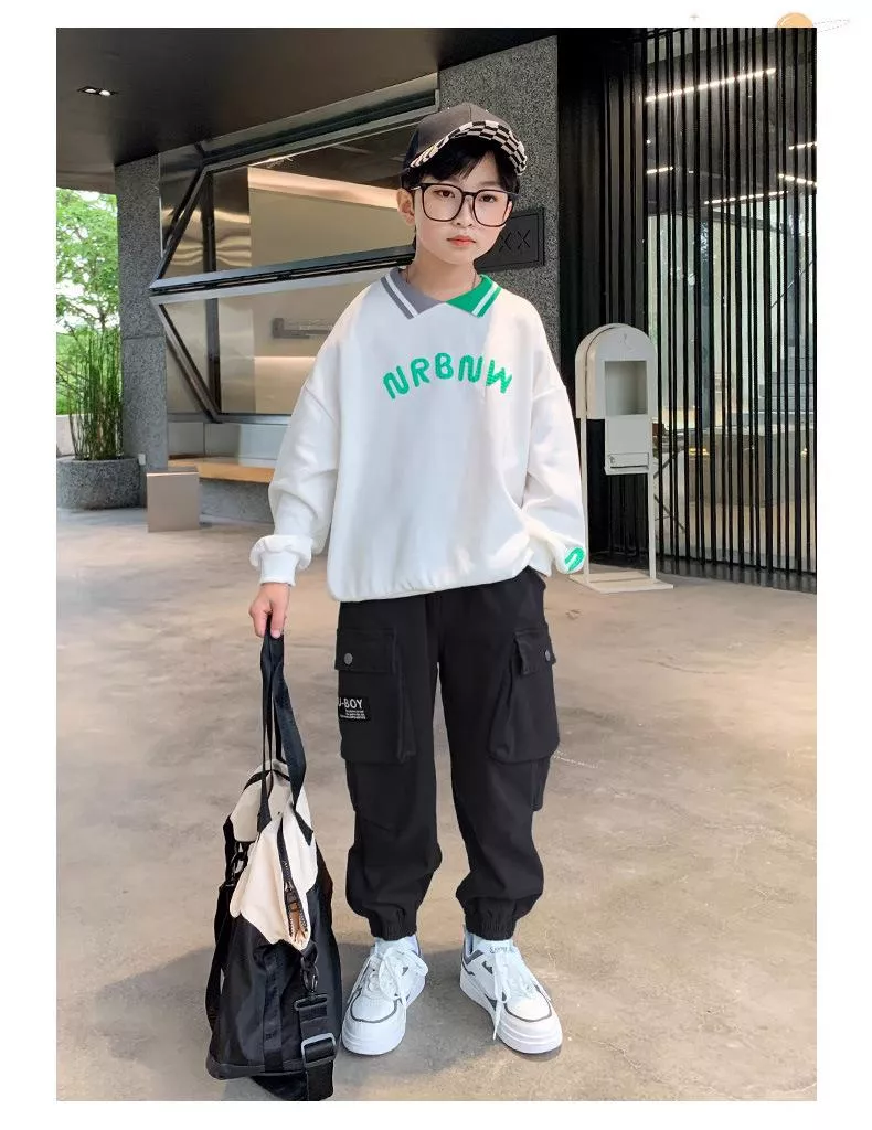 男童工裝束腳長褲時尚休閒褲