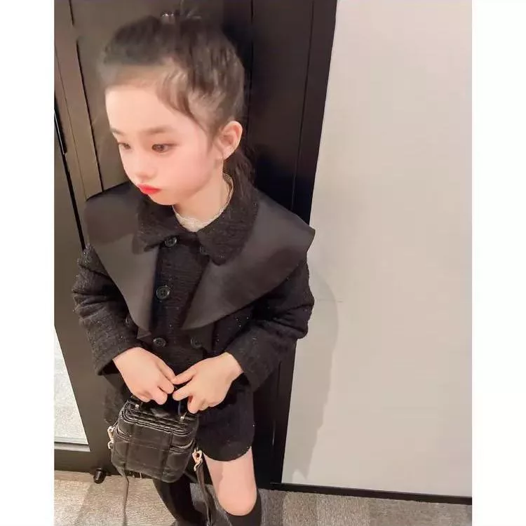 女童小香風兩件套春裝呢子裙套裝