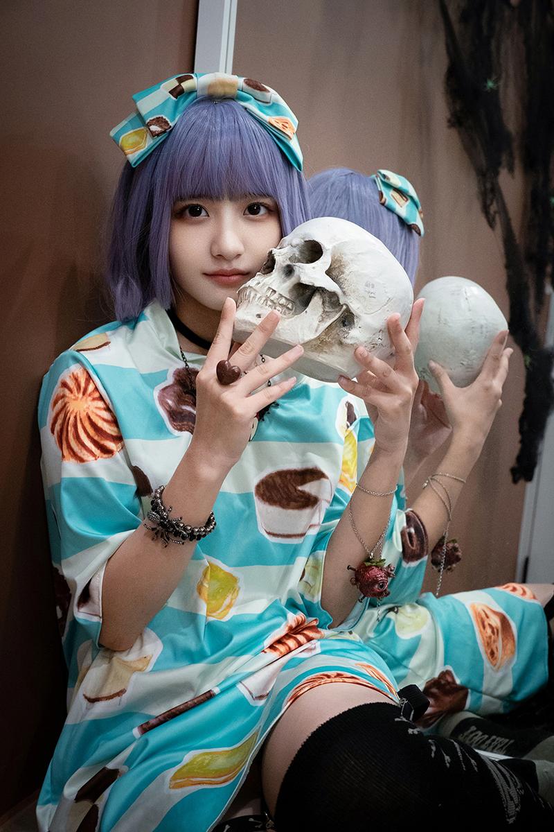甜點印花長T 手工服裝 可愛長T恤 米藍 T06 C1 #茉紡工作坊