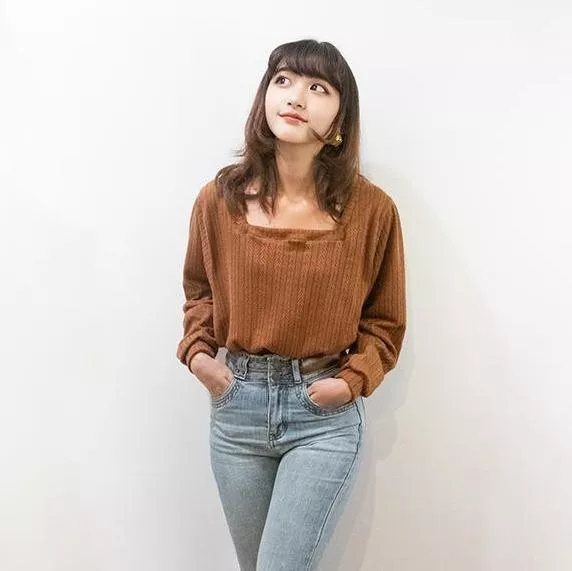 法式方領蝙蝠袖針織上衣 T10 #茉紡工作坊