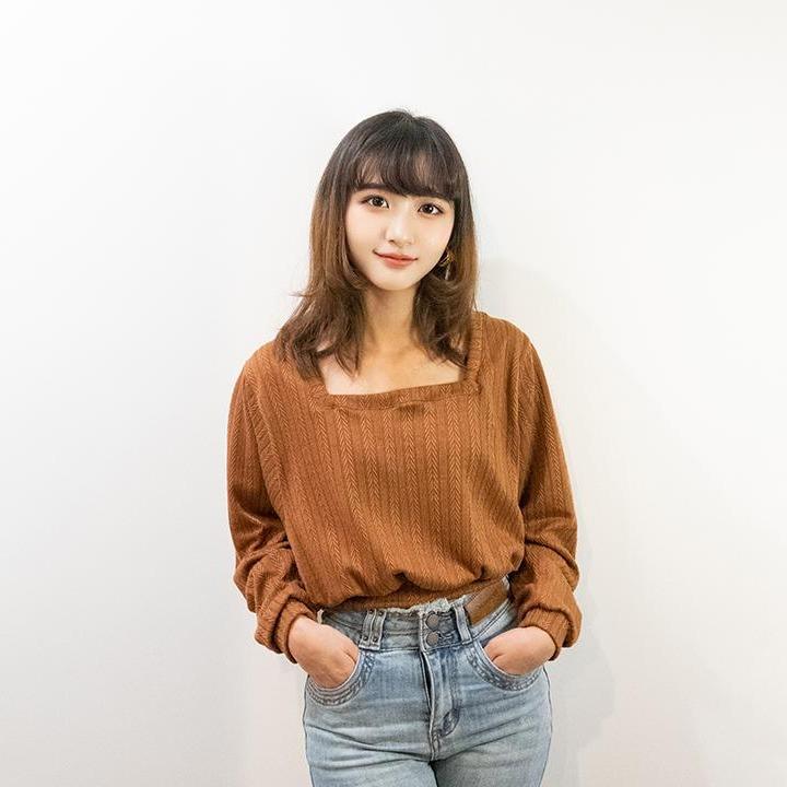 法式方領蝙蝠袖針織上衣 T10 #茉紡工作坊