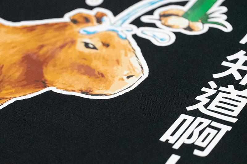 我哪知道啊！ 手繪水豚 卡皮巴拉 黑 有趣棉T shirt 純棉 #茉紡工作坊