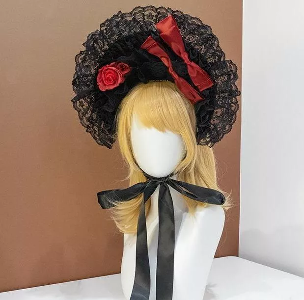 黑紅玫瑰波特帽｜茉紡工作坊 Mofang atelier