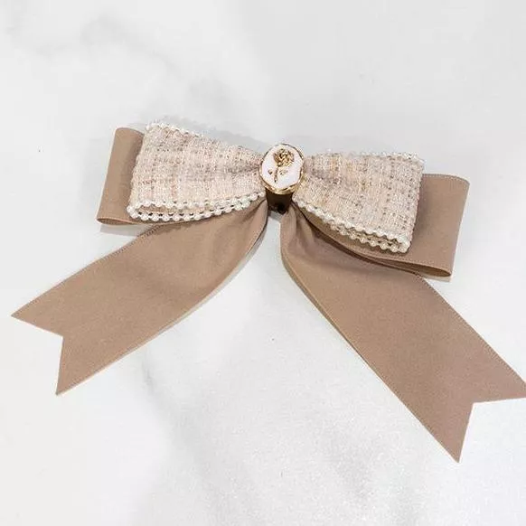 「短絨奶茶白金玫瑰」 手作髮夾小香風 手作商品 手作髮飾 #茉紡工作坊