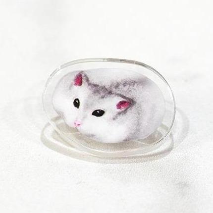 「趴趴倉鼠」 壓克力 醫療鋼耳釘 手作原創 手作商品 手作耳環 #茉紡工作坊