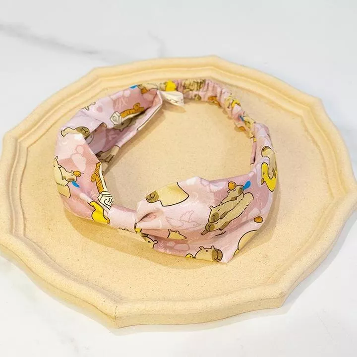 「水豚遊戲」卡皮巴拉 粉色 手工髮帶 台灣布 #茉紡工作坊