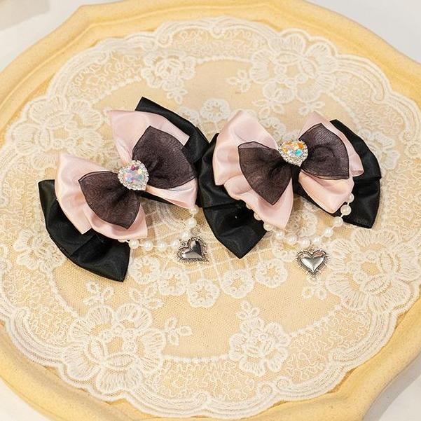 地雷系髮夾 一對「珍珠心墜」 手作商品 手作髮飾 #茉紡工作坊