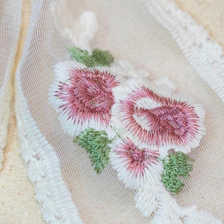 Rosée Blanche・晨露綻放刺繡蝴蝶結 彈簧夾 手作髮夾 手作商品 手作髮飾 #茉紡工作坊