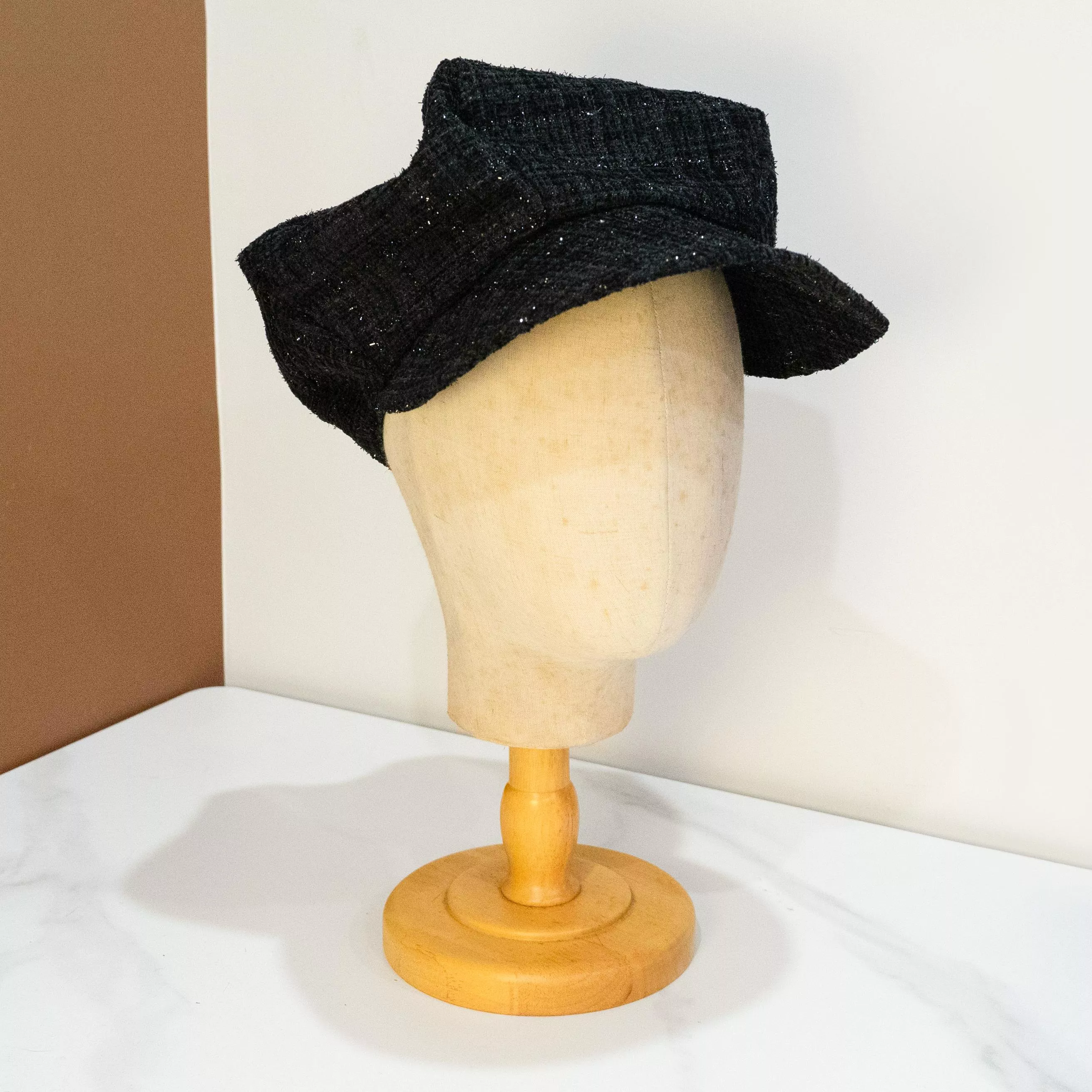 針織黑閃格 手作 大帽緣貝蕾帽 貝雷帽