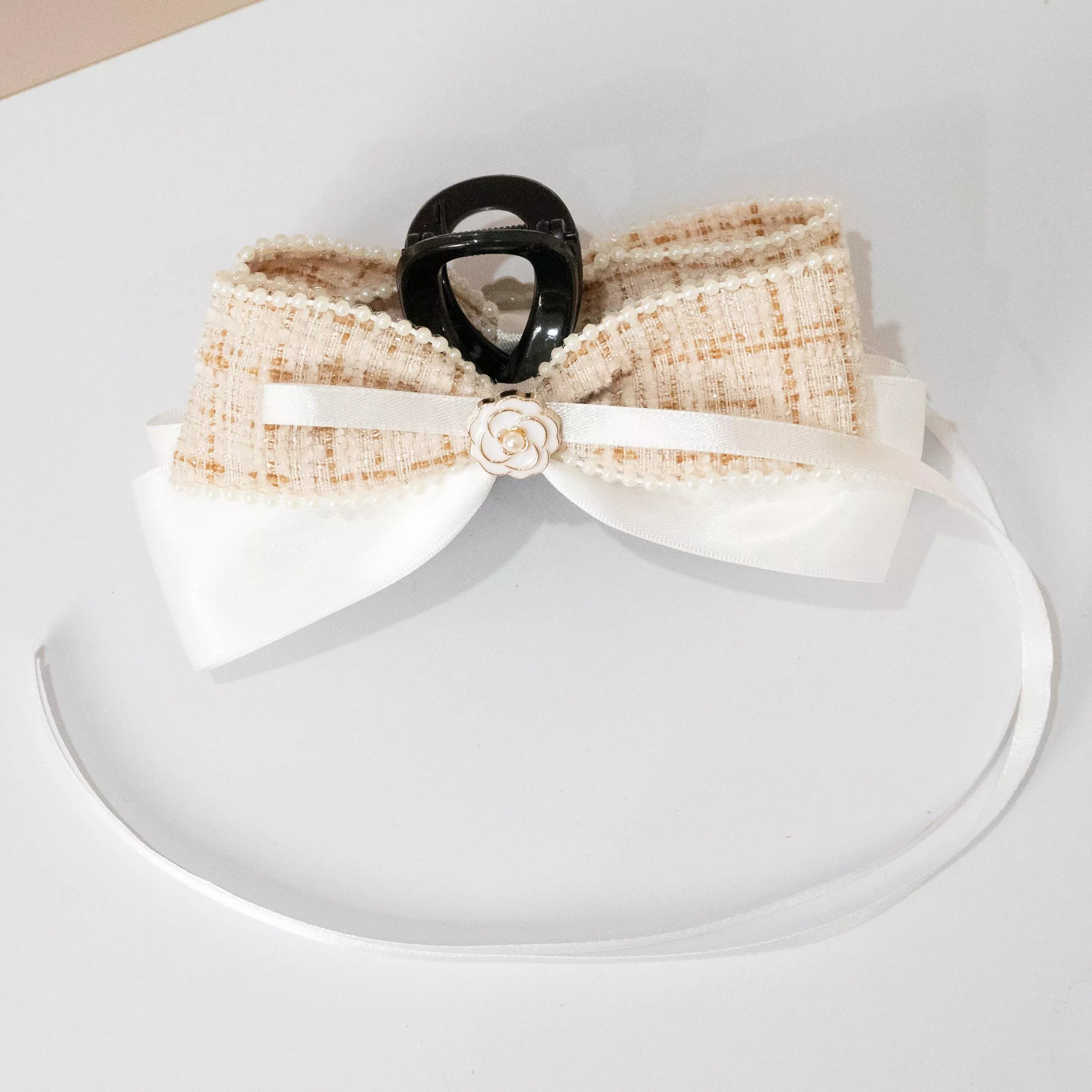 《奶油花語》小香風 ｜茉紡 手作 飄帶鯊魚夾