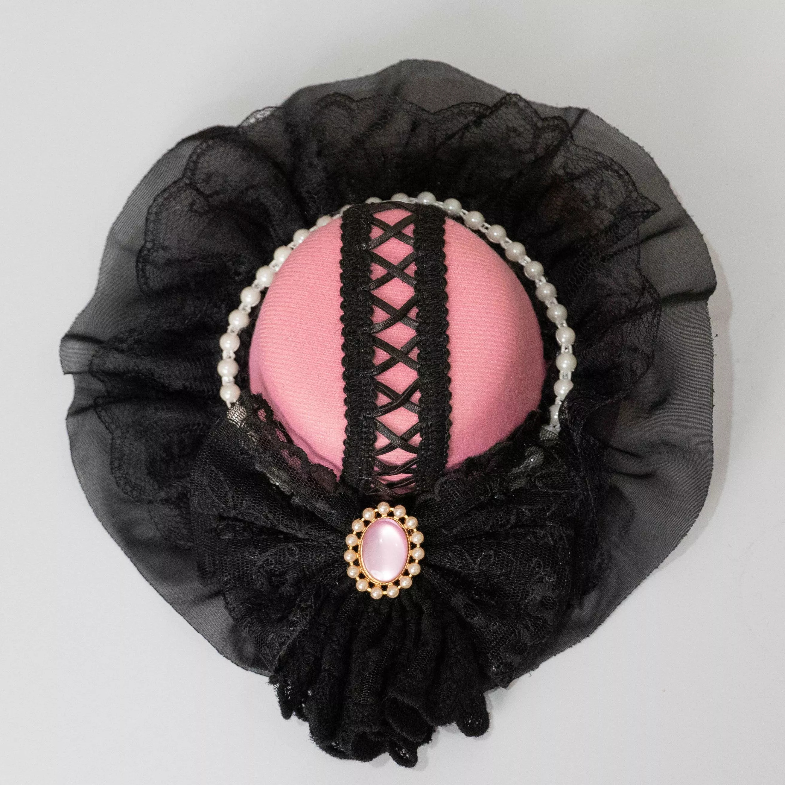 暮粉夜紗 小禮帽髮夾｜茉紡 手作小禮帽