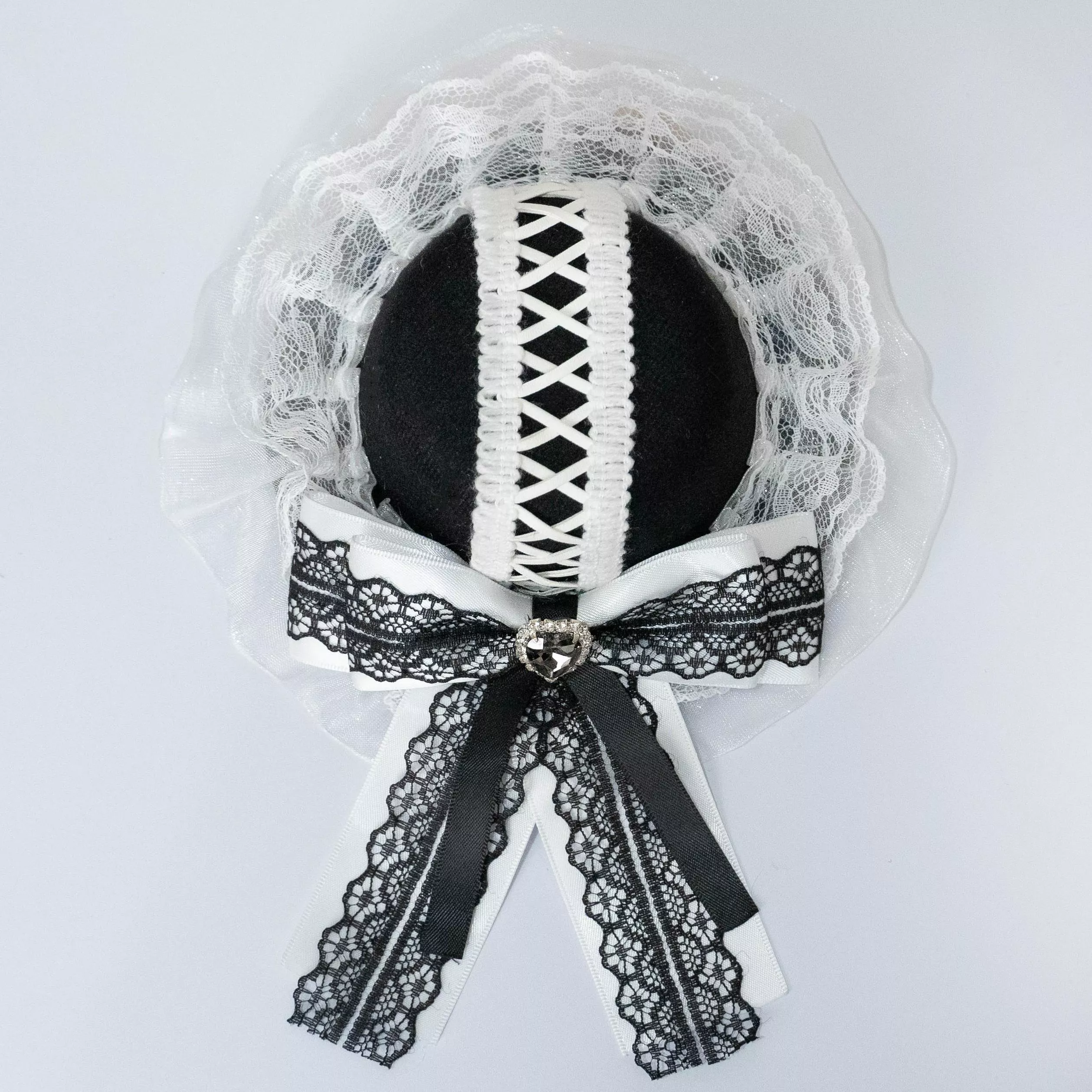 夜紋白誓 小禮帽髮夾｜茉紡 手作小禮帽