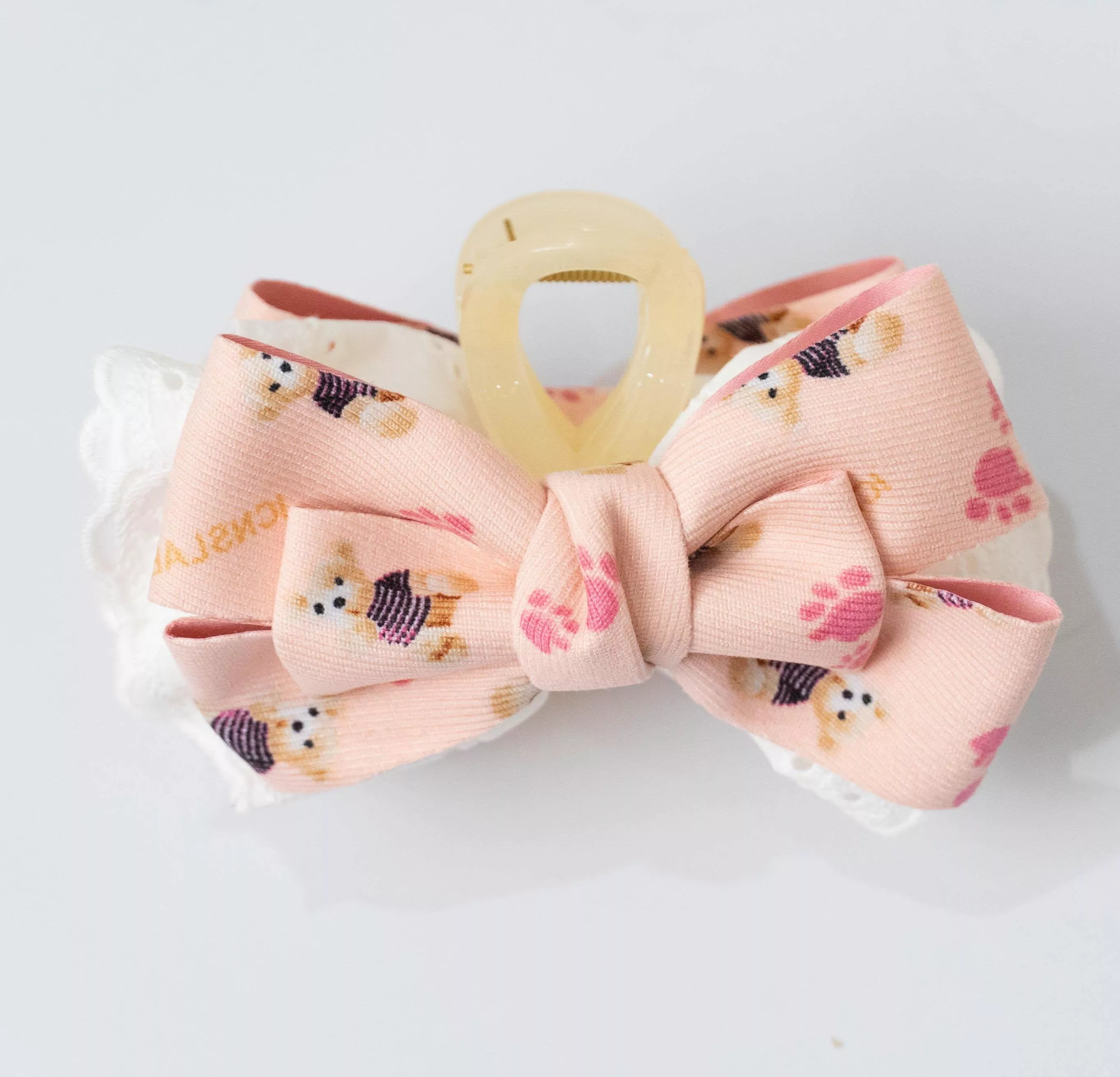 泰迪絨語（蜜桃粉） ｜茉紡 手作鯊魚夾