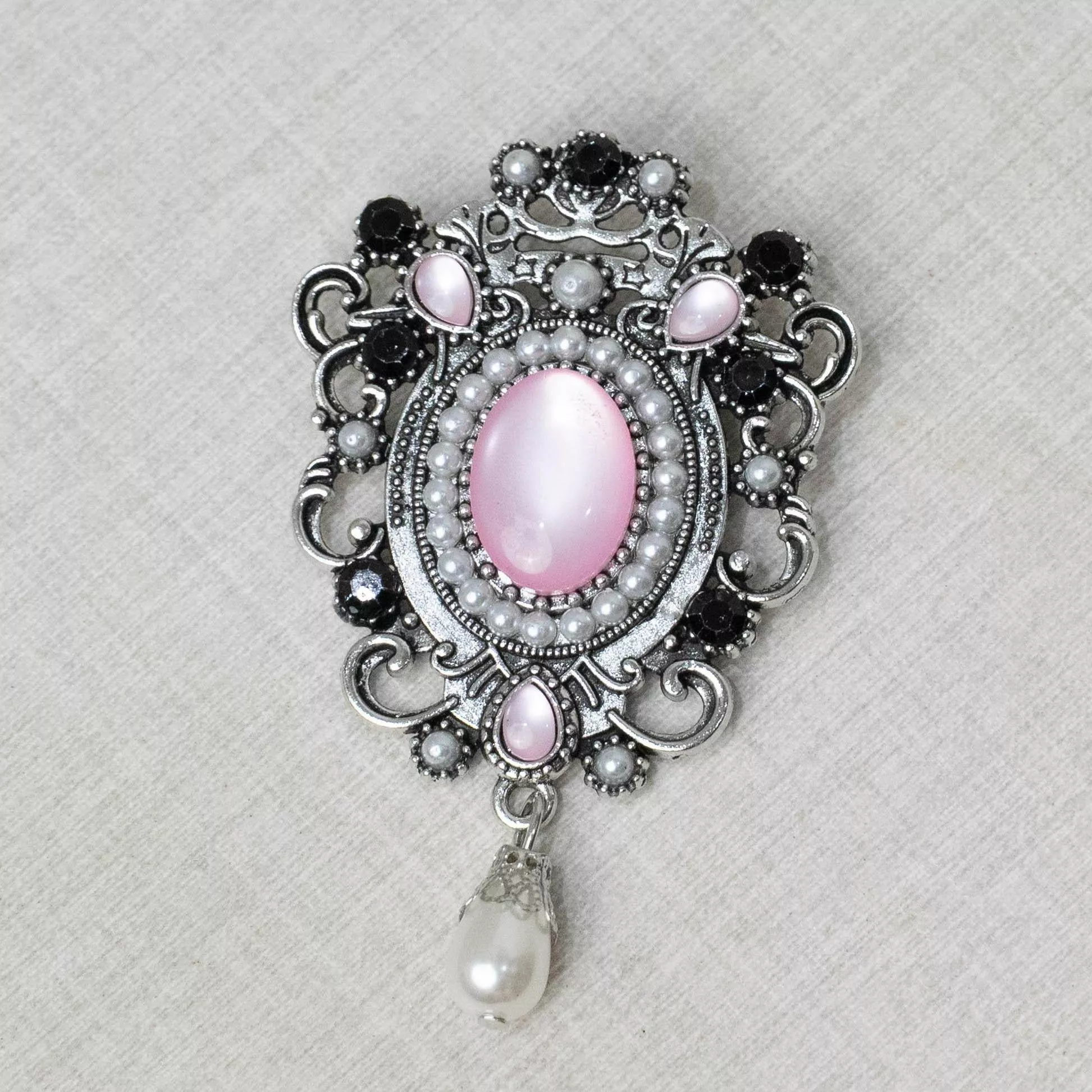暮粉巴洛克 珍珠垂飾胸針｜茉紡選品