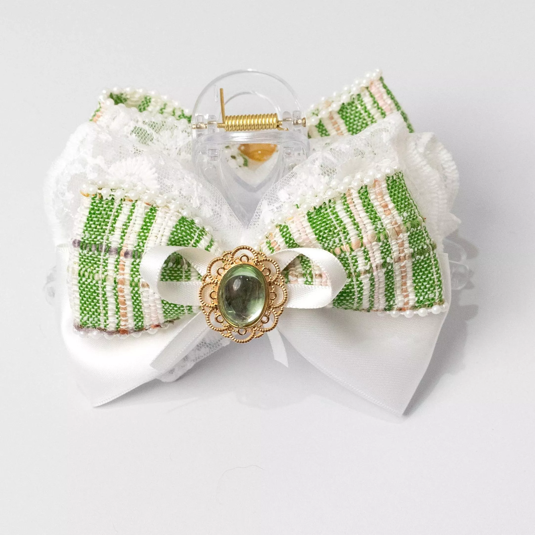 織光花語 （綠） ｜茉紡 手作鯊魚夾