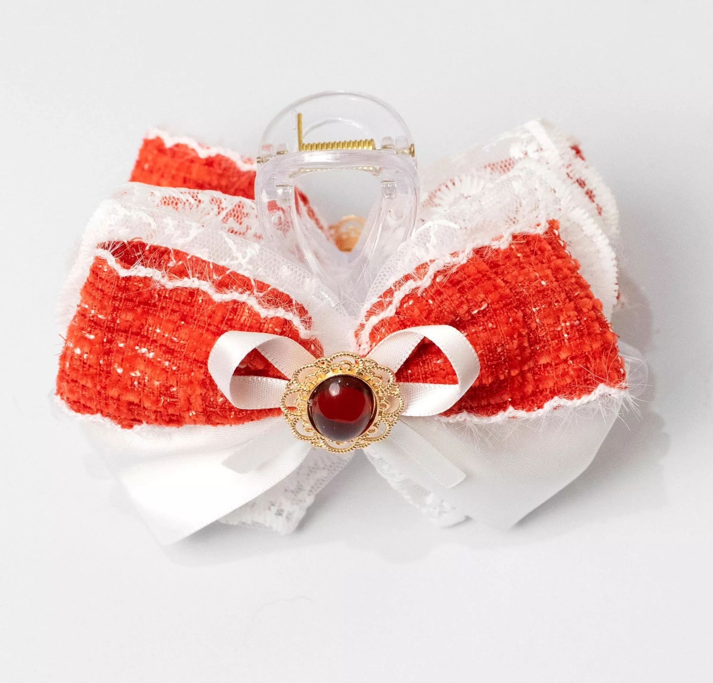 織光花語 （紅） ｜茉紡 手作鯊魚夾