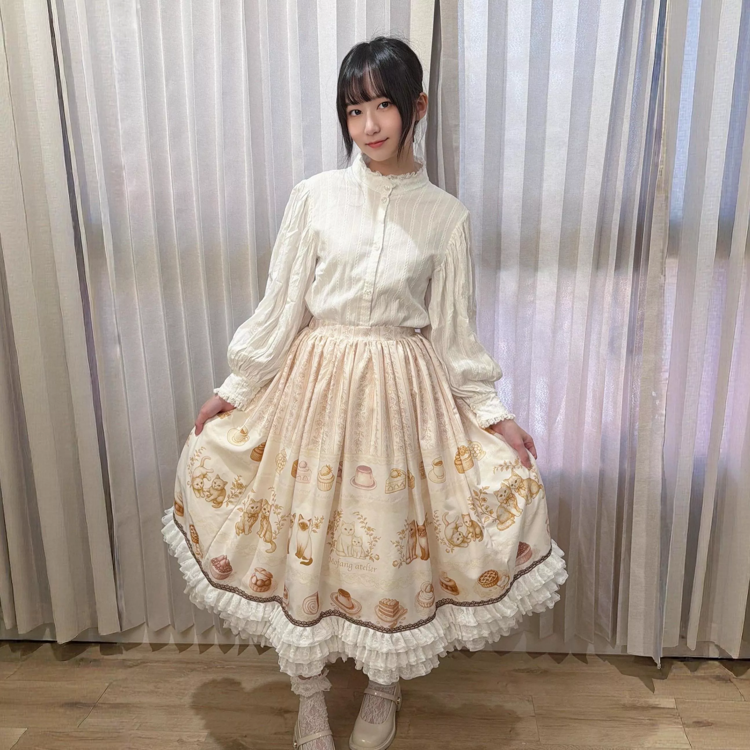 法式奶油貓 SK｜茉紡原創印花 Lolita 洋裝