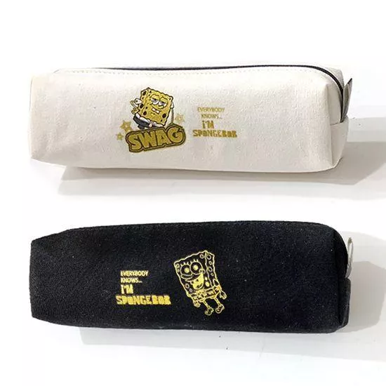 【海綿寶寶】帆布金蔥橫式鉛筆包