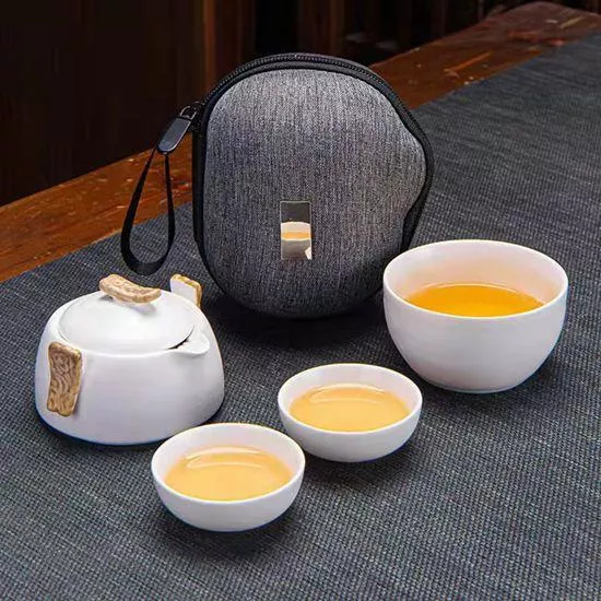 【輕巧時尚1】快客杯陶瓷茶具携帶包( 一壼+1大杯+2小杯 )