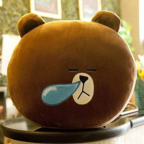 【LINE家族】辦公室熊大兔兔腰靠墊軟抱枕，可愛少女心汽車腰枕靠墊，護腰沙發靠枕 椅子靠背卡通