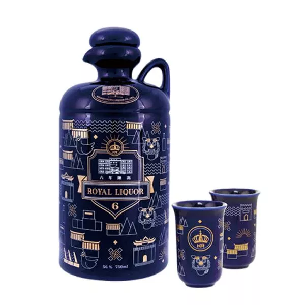 【典藏陶瓷】《墨藍海洋》墨藍釉色瓷瓶+2杯 ( 750ml )