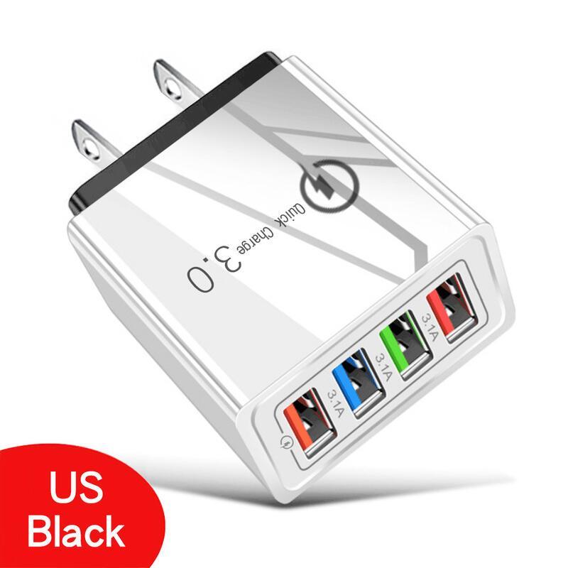 《台灣現貨4USB 3.1A充電頭》彩色4孔充電器提速80% 四孔豆腐頭 手機充電器 智能芯片保護s1【Y000120】