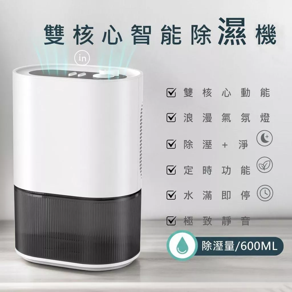雙核心除溼機 除濕機 靜音定時 房間除濕 客廳除濕 智能除濕氣氛燈 操作簡易  一年保固 台灣現貨【VR030959】