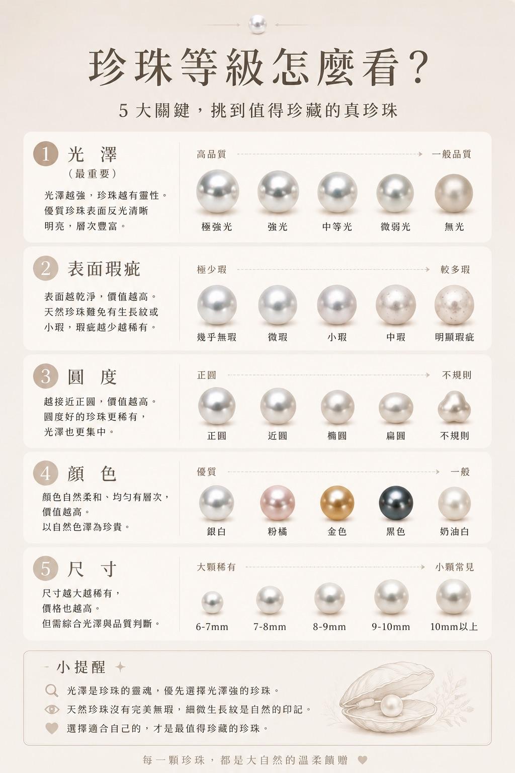 珍珠怎麼挑選，五大重點一次看