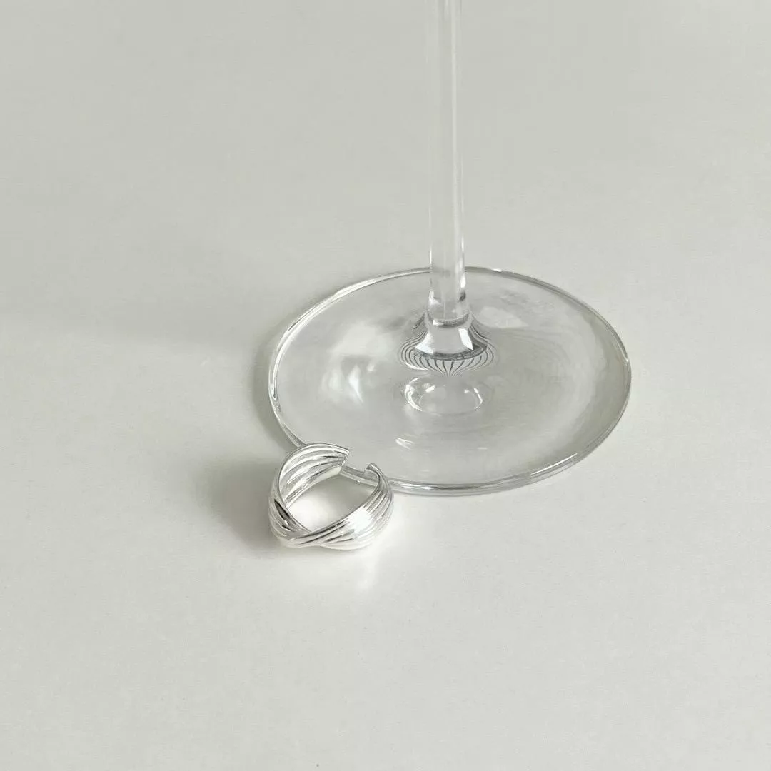 不規則交叉開口戒|十年 純銀可調節戒指