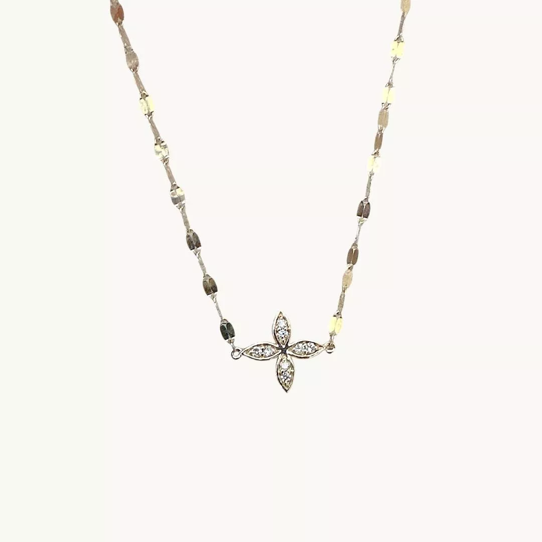 天然鑽石桂花水波鏈K金手鍊