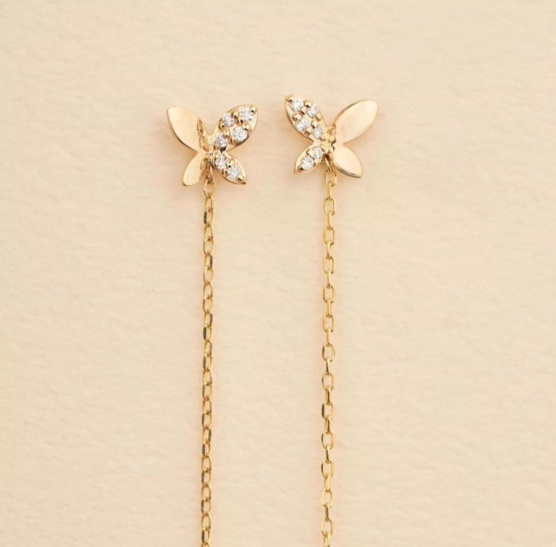 翩然-日本蝴蝶K金耳墜