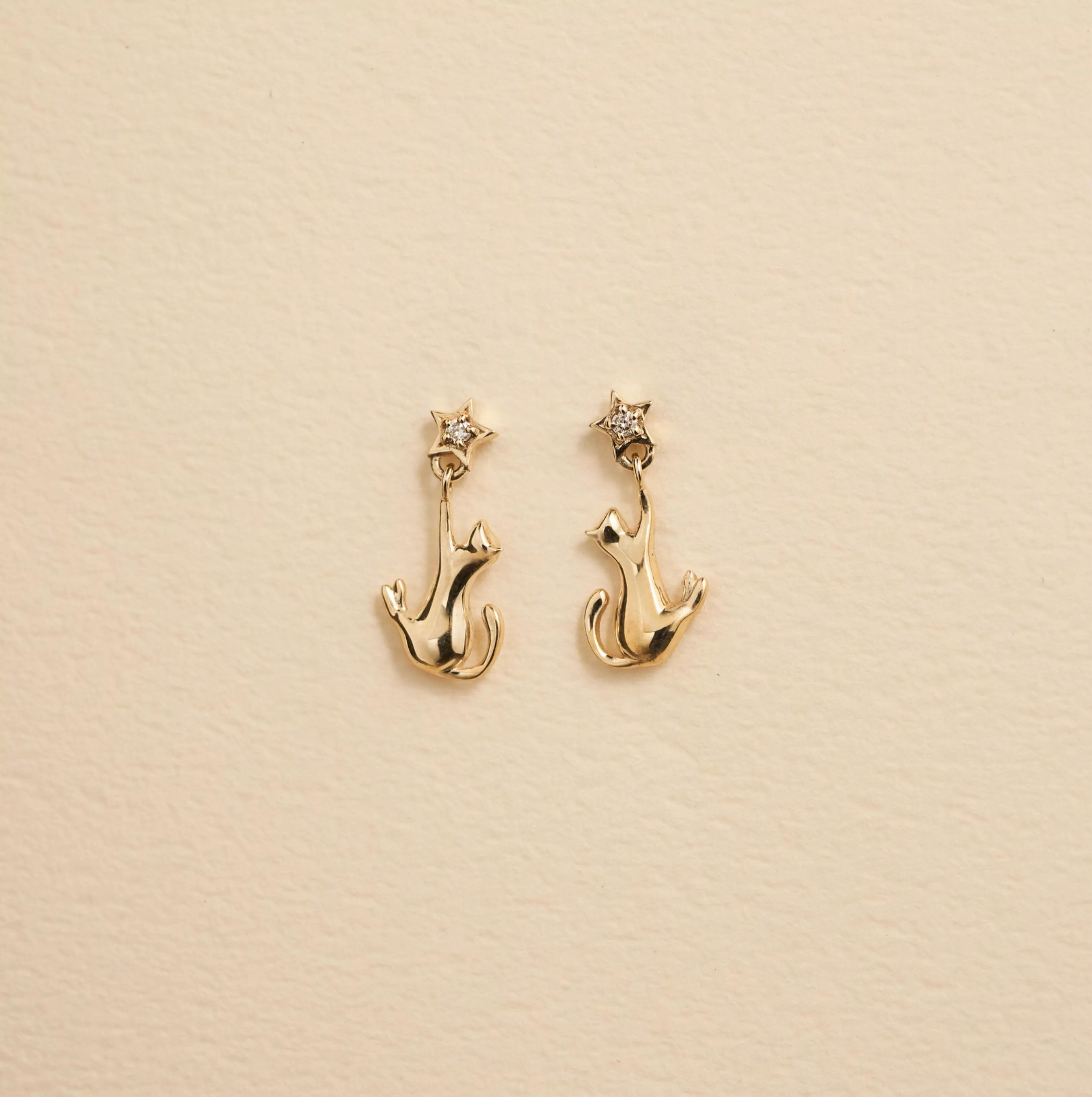 星光貓影-日本K金鑽石耳環