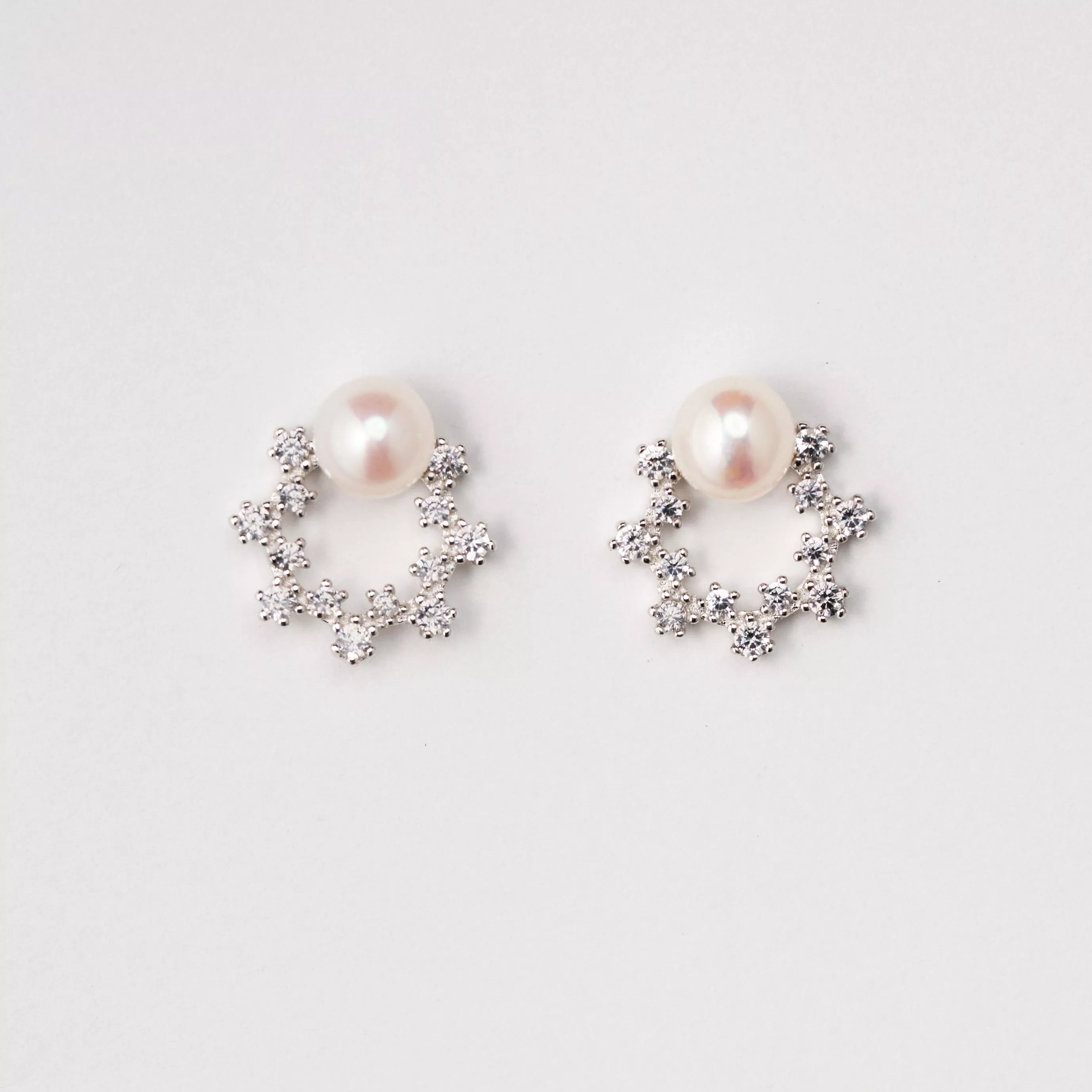 星芒光圈 天然淡水珍珠耳環