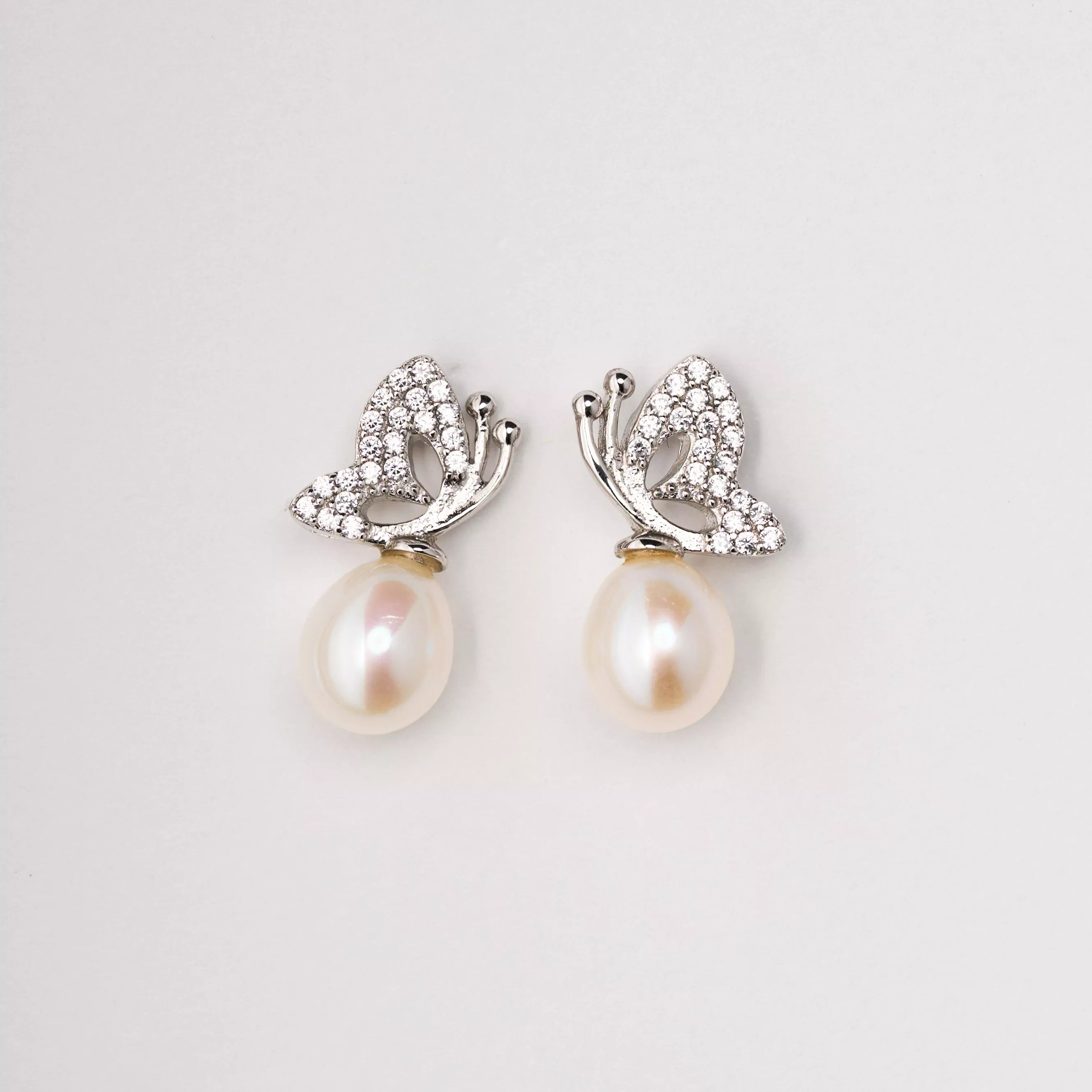 蝶舞晨光 天然淡水珍珠耳環