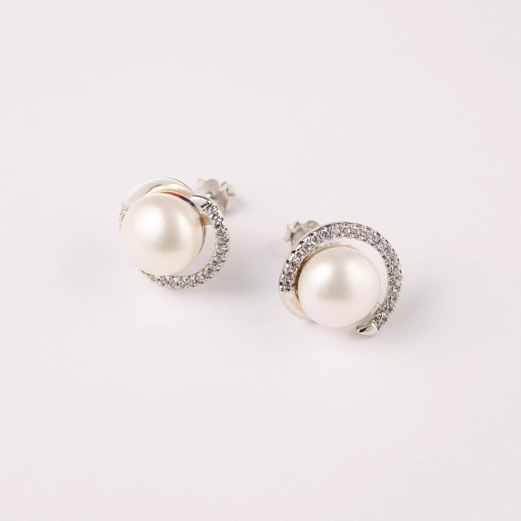 月光之環 天然淡水珍珠耳環