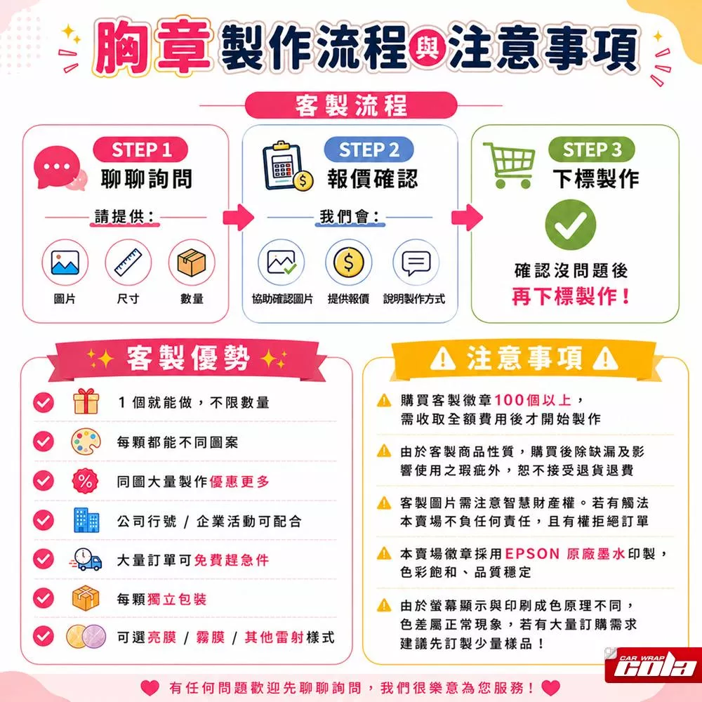 【可樂彩貼】客製化胸章 / 44mm / 58mm / 畢業紀念 / 歌迷追星 / 活動企劃 / 送禮小物 / 車隊識別