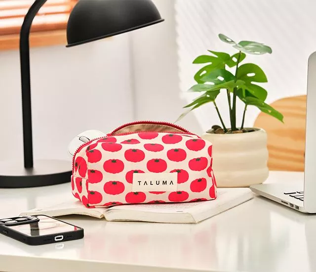 車輪茄印花｜帆布長方拉鍊化妝包（2色）